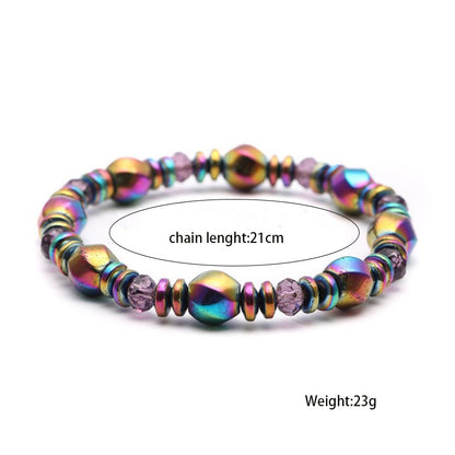 natural hematite magnetic bracelet rainbow finish grounding focus