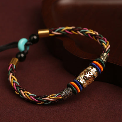 Tibetan Buddhist 8-Strand Handmade Bracelet – Lucky Turn Bead