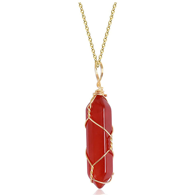 Carnelian Raw Stone Necklace - Vitality, Courage, and Motivation