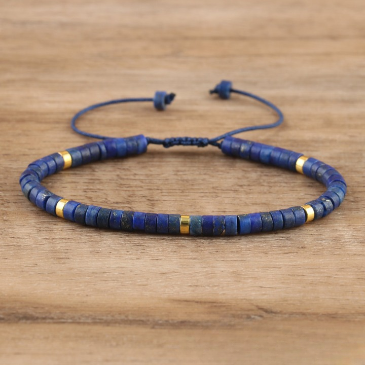 blue lapis lazuli bracelet with gold accents