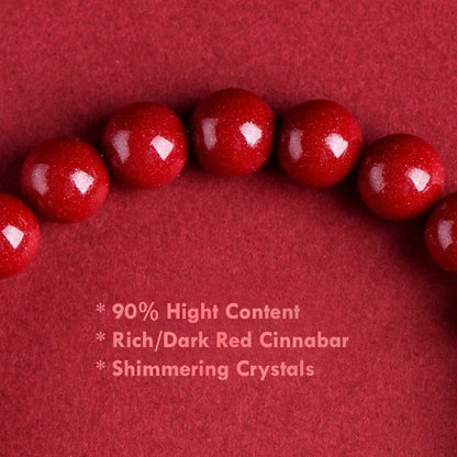 Handmade Feng Shui Energy Bracelet with 90 Red Cinnabar Beads
