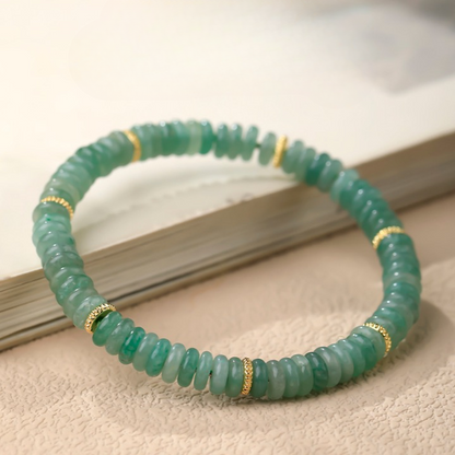 Natural Green Aventurine Bracelet – Flat Slice Beads for Luck & Prosperity
