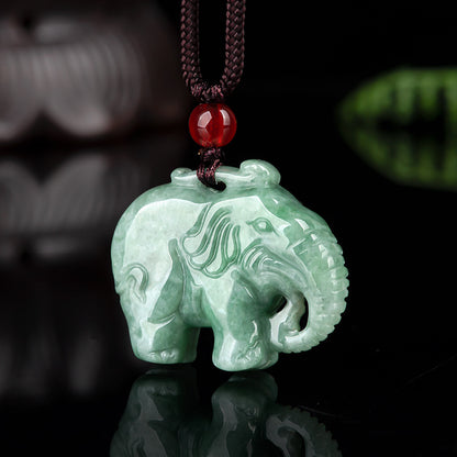 Green Grade A jade elephant Feng Shui protection charm