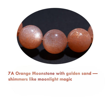 7A Golden Sand Orange Moonstone Bracelet – Shimmering Healing Gemstone Jewelry