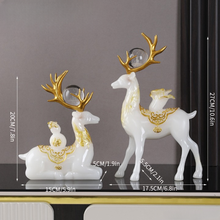 double deer feng shui wealth protector statue