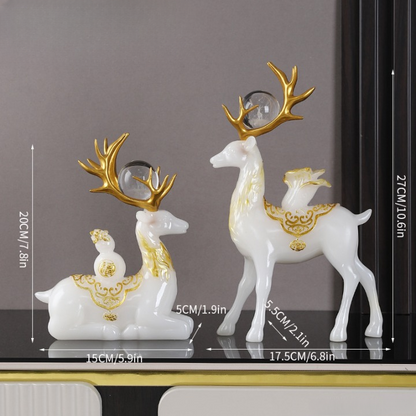 double deer feng shui wealth protector statue