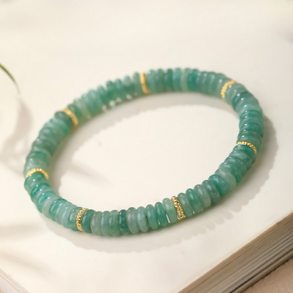 Natural Green Aventurine Bracelet – Flat Slice Beads for Luck & Prosperity