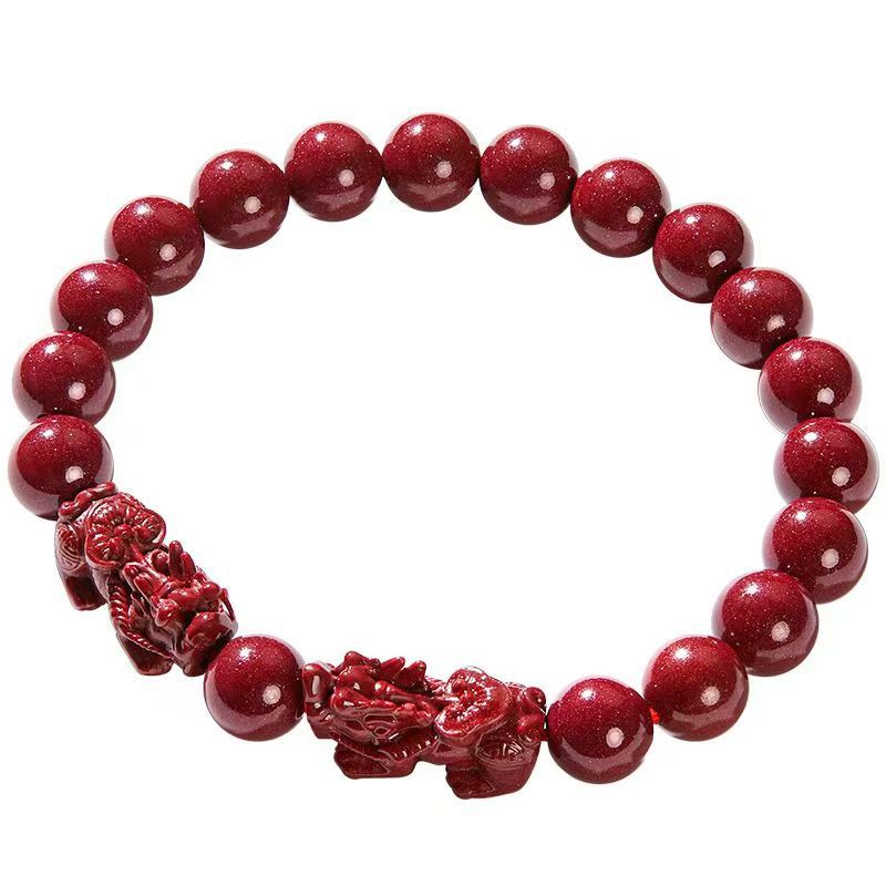 	Pixiu accent beads on red bracelet gift jewelry