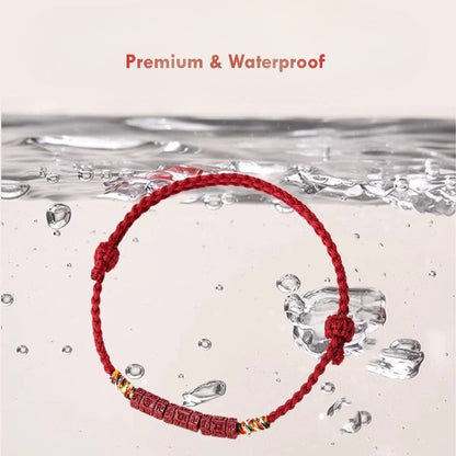 Mani Mantra Cinnabar Red String Bracelet – Wealth, Protection & Good Luck