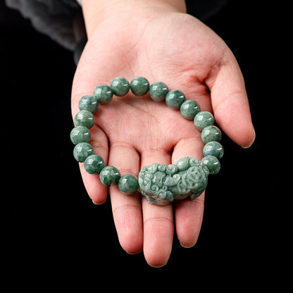 Grade A Natural Jade Pixiu Bracelet - Prosperity & Protection