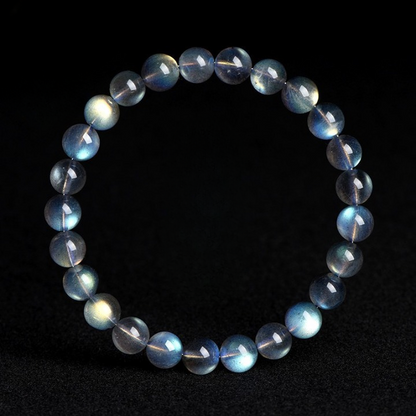 Natural Blue Flash Grey Moonstone Bracelet – Labradorite Effect Glow Jewelry