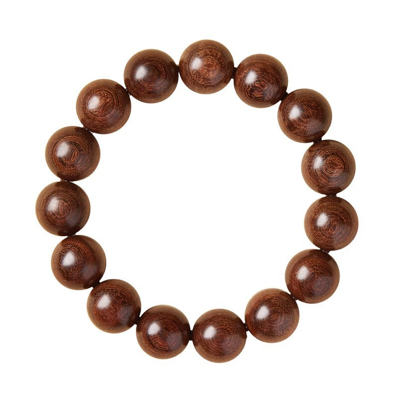 Natural Golden Sandalwood Bead Bracelet – Authentic Wooden Mala