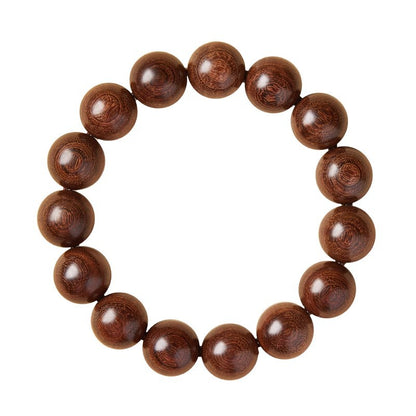Natural Golden Sandalwood Bead Bracelet – Authentic Wooden Mala