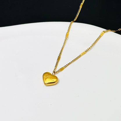 Titanium Heart Necklace – Gold Color “Love” Pendant | Waterproof Jewelry