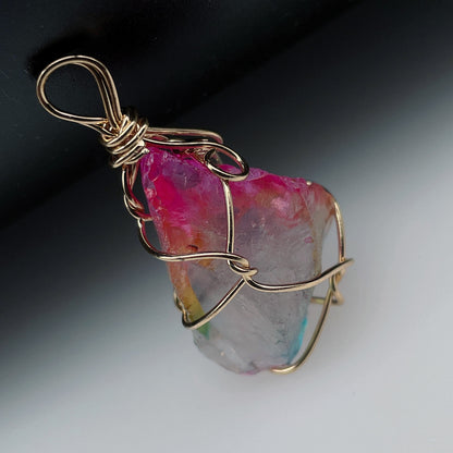 Watermelon Tourmaline Rock Quartz Necklace