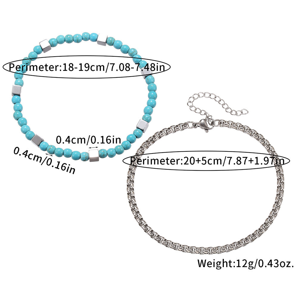 natural stone bracelet men – turquoise and hematite combination