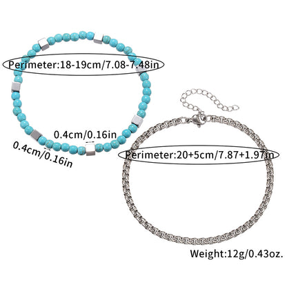 natural stone bracelet men – turquoise and hematite combination
