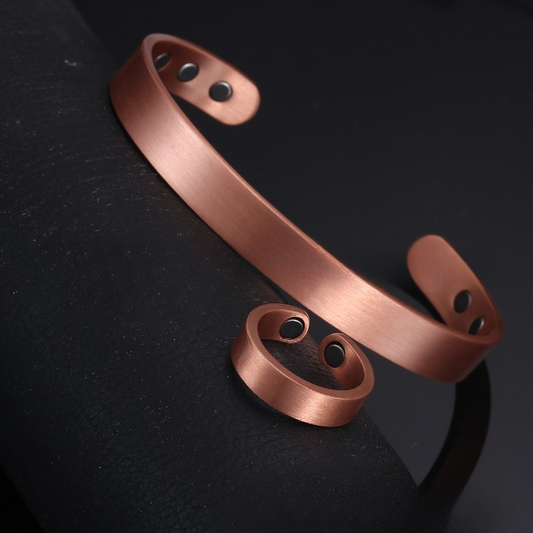 99.99% Pure Red Copper Magnetic Bangle & Ring Set – Balance & Vitality