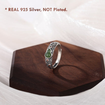 Natural Jade Calabash Ring – Symbol of Harmony and Good Fortune
