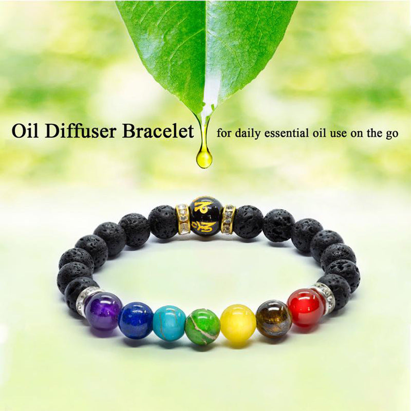 7 chakra lava stone mantra bracelet - ULTRA chakra healing