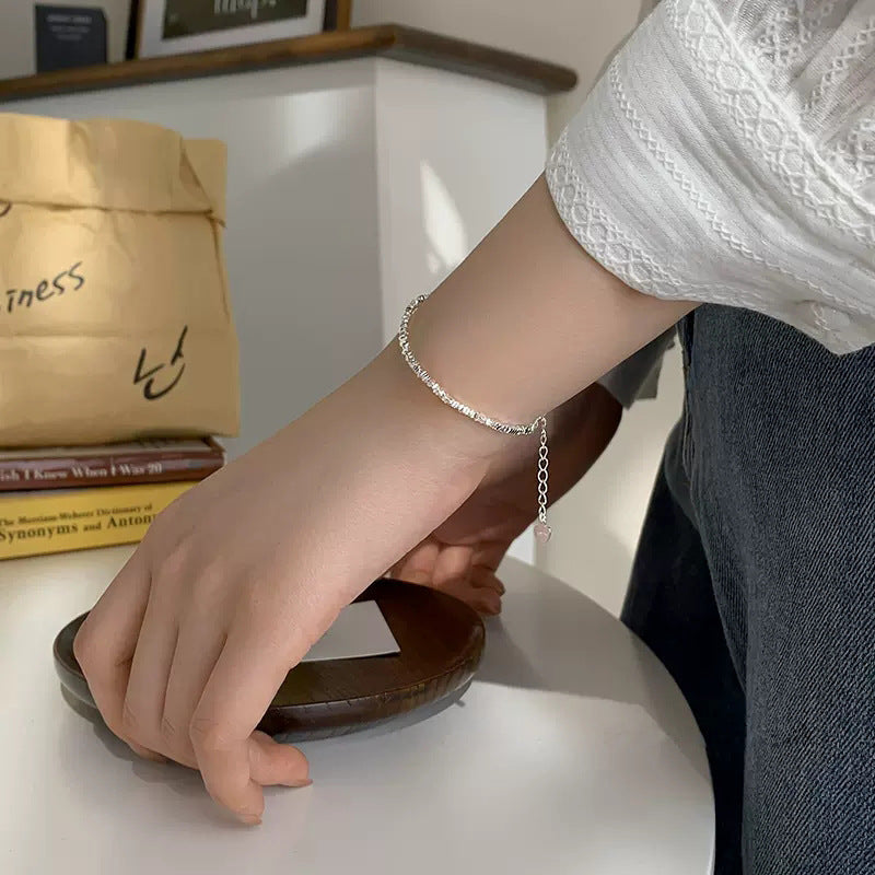 Real 925 Sterling Silver Shimmering Shred Bracelet – Elegant Minimalist Jewelry