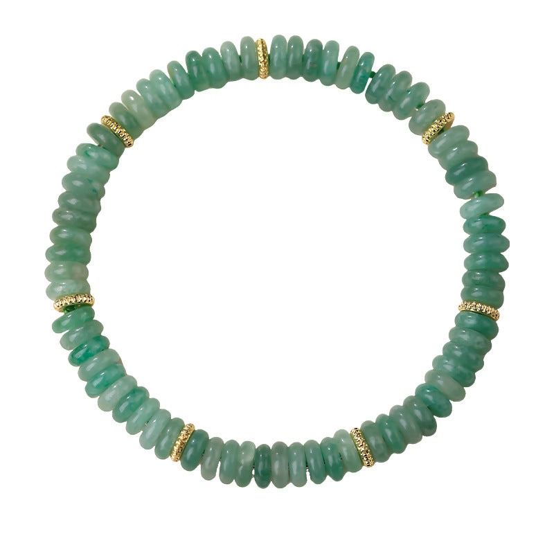 Natural Green Aventurine Bracelet – Flat Slice Beads for Luck & Prosperity