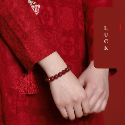 Pure Hand Polished Classic 90% High Content Cinnabar Bracelet - Enhance Energy & Well-being