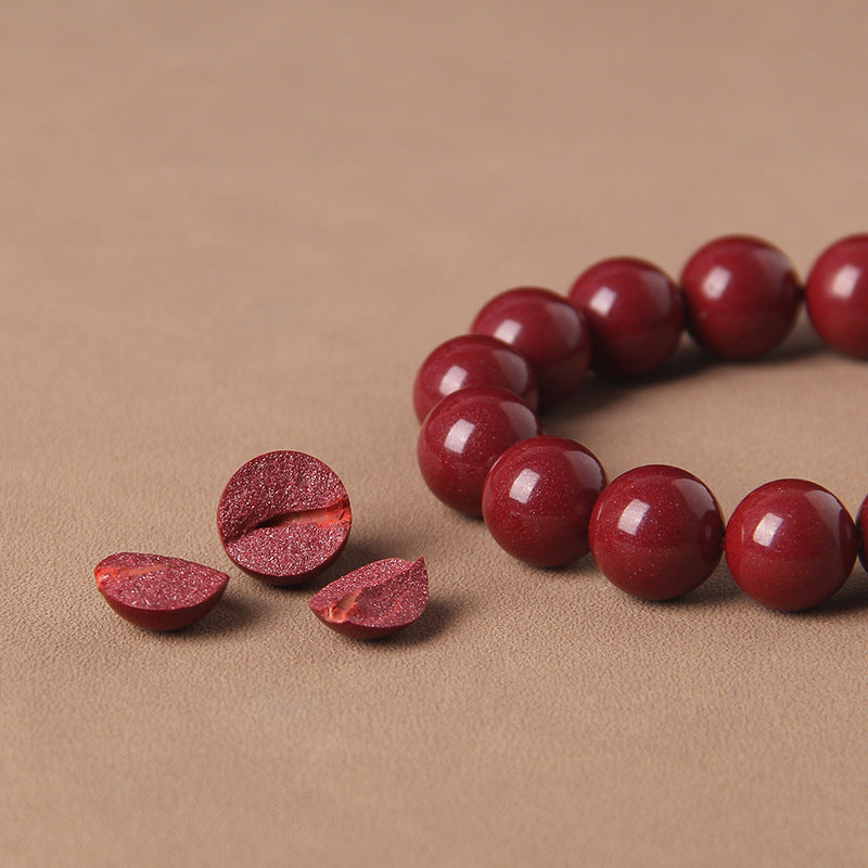 Pure Hand Polished Classic 90% High Content Cinnabar Bracelet - Enhance Energy & Well-being