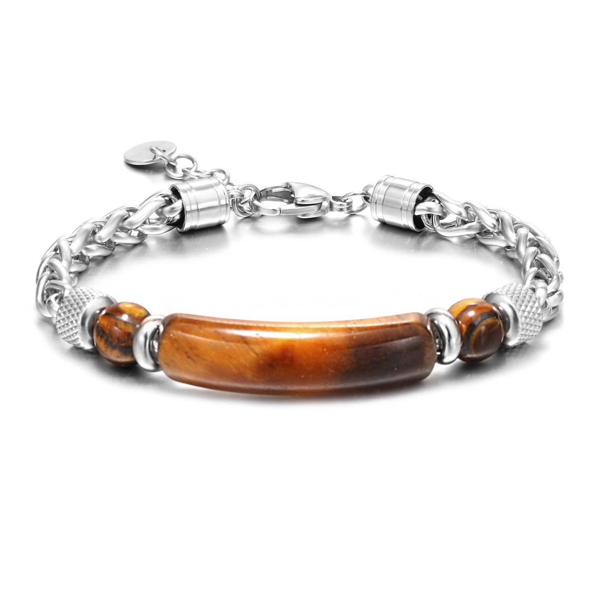 Titanium Tiger’s Eye Bracelet – Natural Stone Men’s Protection Jewelry