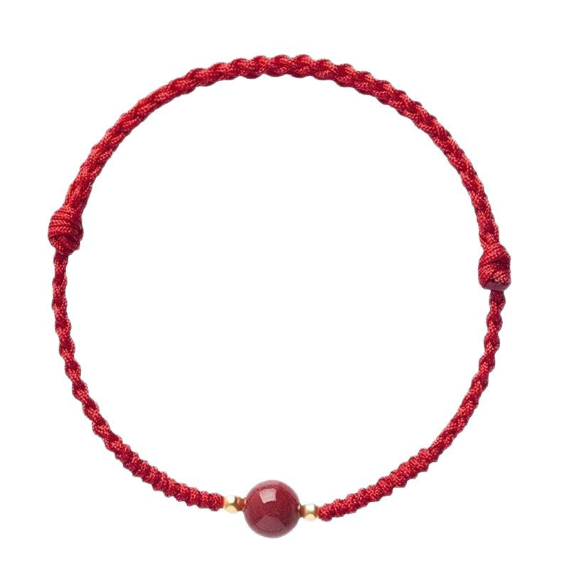 High-Content Cinnabar Red String Bracelet – Handmade Luck & Protection