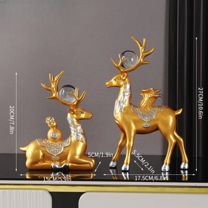 golden deer feng shui ornament for wealth and protection