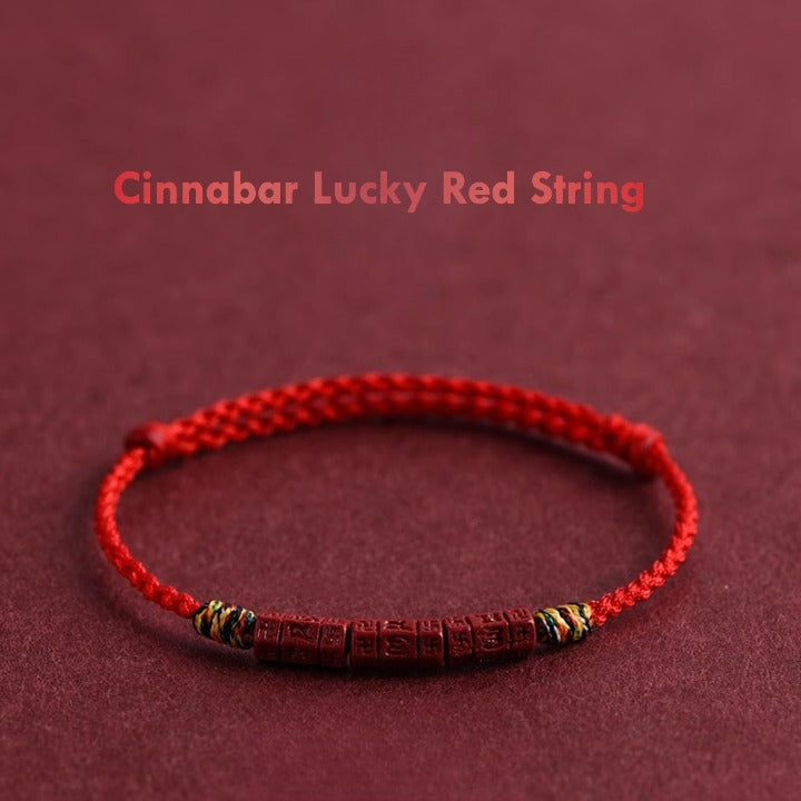 Mani Mantra Cinnabar Red String Bracelet – Wealth, Protection & Good Luck