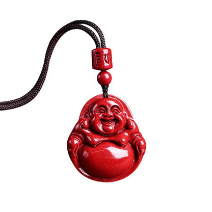 Luxury spiritual red cinnabar Laughing Buddha jewelry