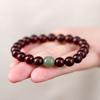 Hetian Nephrite Jade & Sandalwood Bracelet - Serenity & Balance