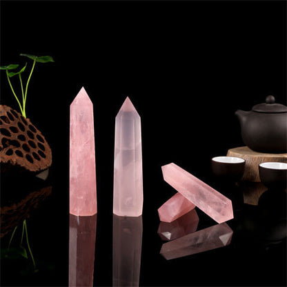 Natural Rose Quartz Crystal Point – Healing Stone Wand