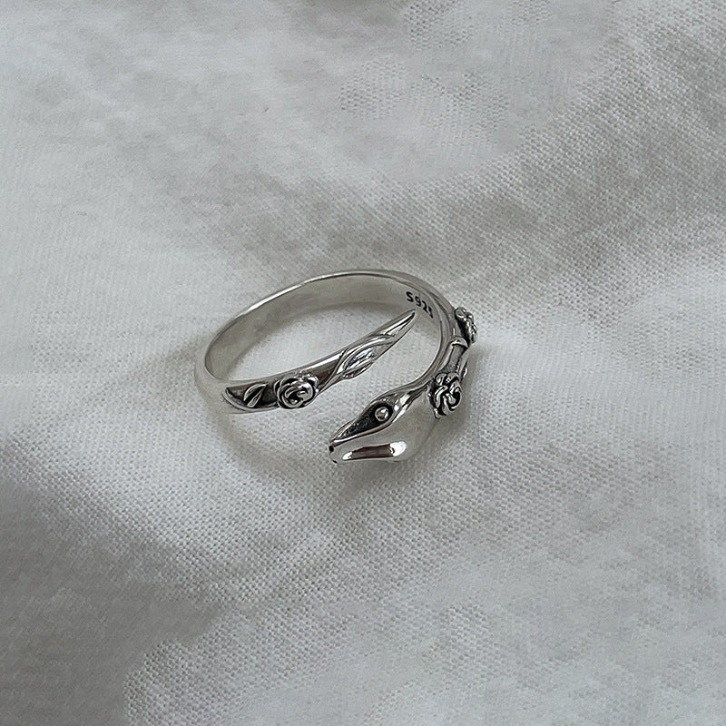 S925 Silver Ouroboros Ring - Eternal Renewal, Adaptability, and Unity