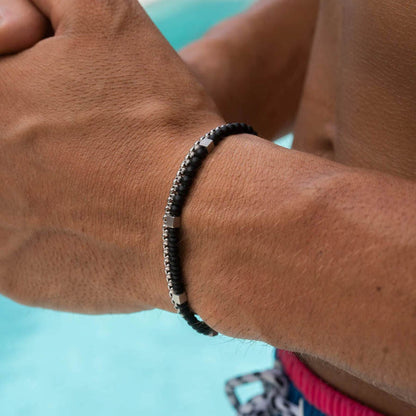 hematite men’s bracelet – metallic natural stone beads