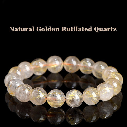 Natural Golden Rutilated Quartz Bracelet – Radiant Crystal for Clarity & Success