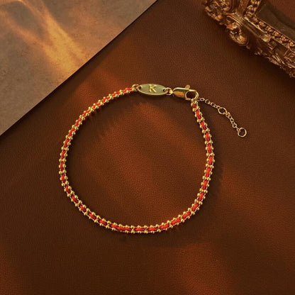 Handmade Redline Lucky Turn Bracelet – Thin Red & Gold String for Prosperity