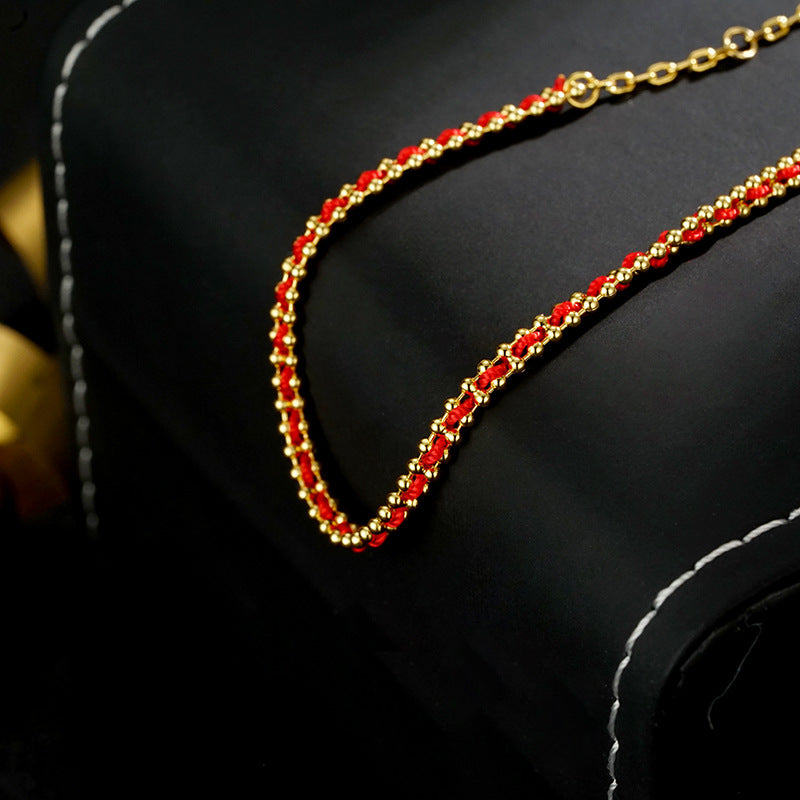 Handmade Redline Lucky Turn Bracelet – Thin Red & Gold String for Prosperity