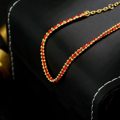 Handmade Redline Lucky Turn Bracelet – Thin Red & Gold String for Prosperity