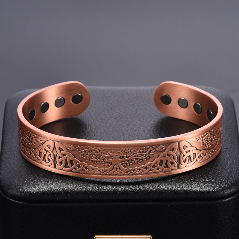 99.99% Pure Red Copper Tree of Life Magnetic Bracelet – Healing & Balance