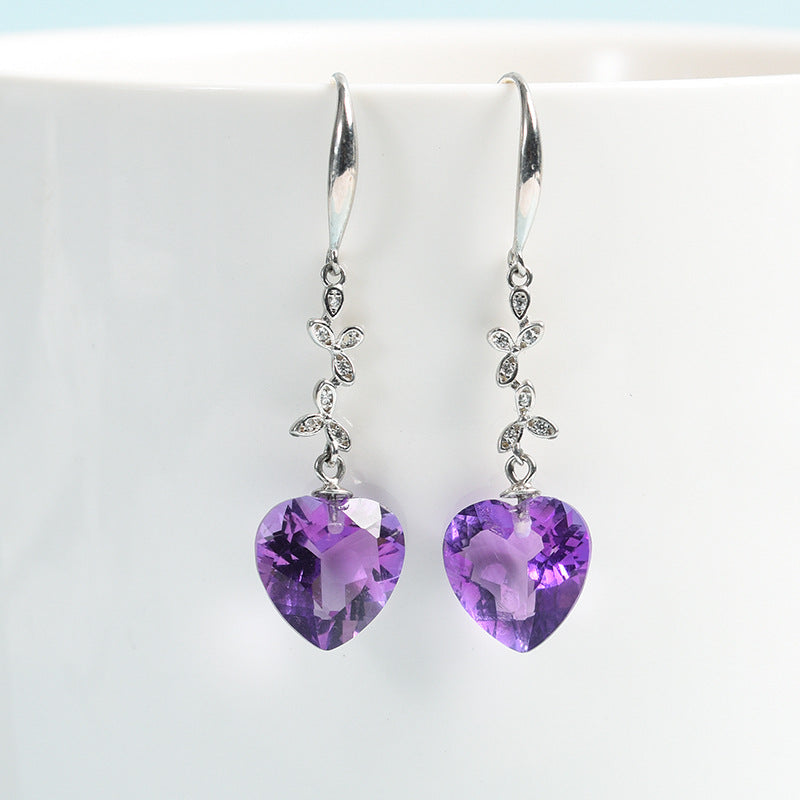 Natural Amethyst Silver Earrings, Amethyst Earrings, Purple, Oval Cut,  Silver Earrings, 92.5 Sterling Silver, Gift for Her, Natural Gemstone - Etsy