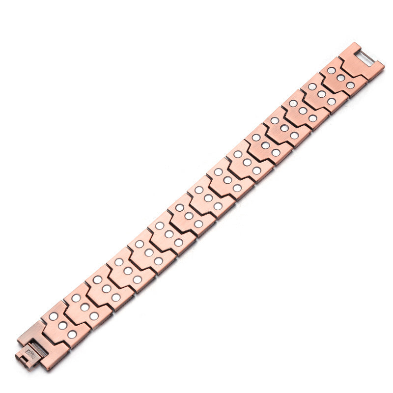 Men’s 3-Row Magnetic Pure Red Copper Bracelet