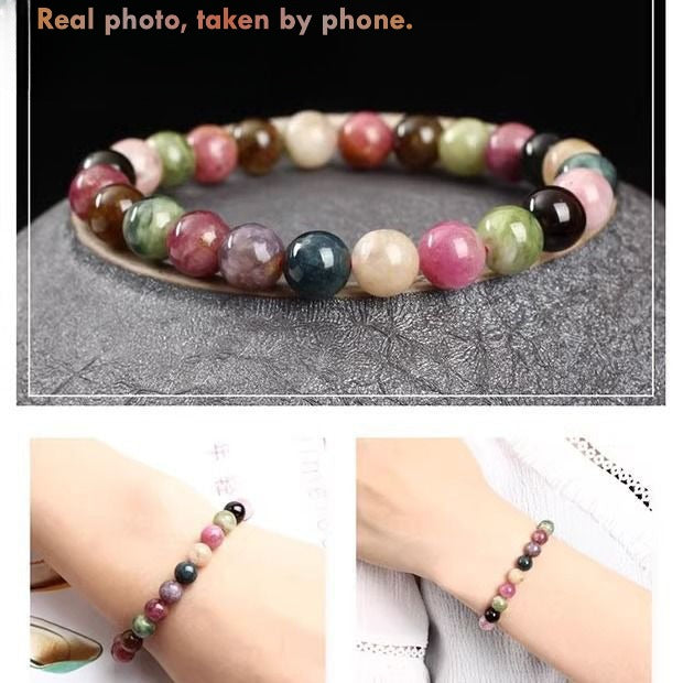 Natural Brazil Tourmaline Bracelet – Multicolor Healing Crystal Jewelry