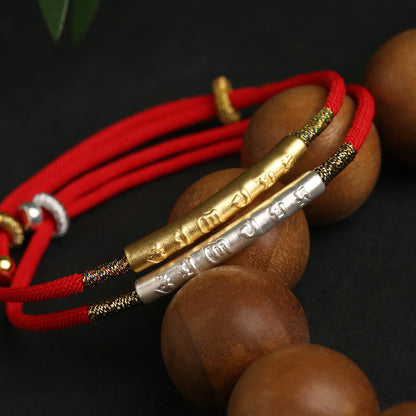 Unisex adjustable Tibetan Red String Bracelet – 24K gold & silver protection jewelry