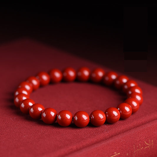 Pure Hand Polished Classic 90% High Content Cinnabar Bracelet - Enhance Energy & Well-being