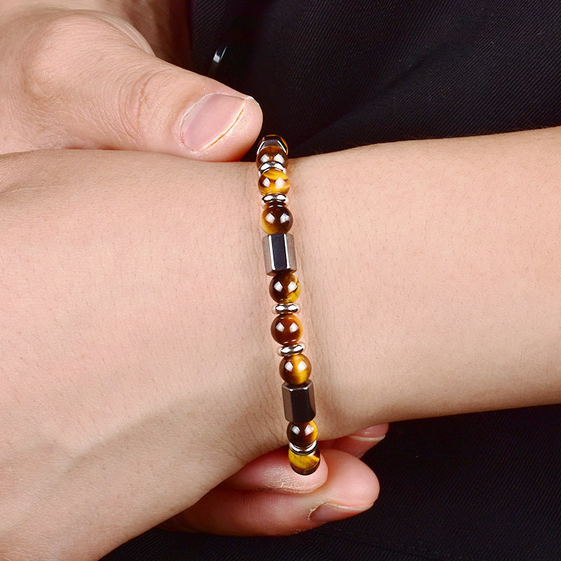 Hematite & Tiger’s Eye Titanium Bracelet – Men’s Strength & Protection