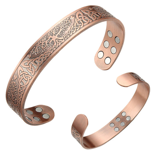 99.99% Pure Red Copper Tree of Life Magnetic Bracelet – Healing & Balance