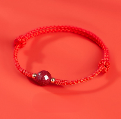 High-Content Cinnabar Red String Bracelet – Handmade Luck & Protection